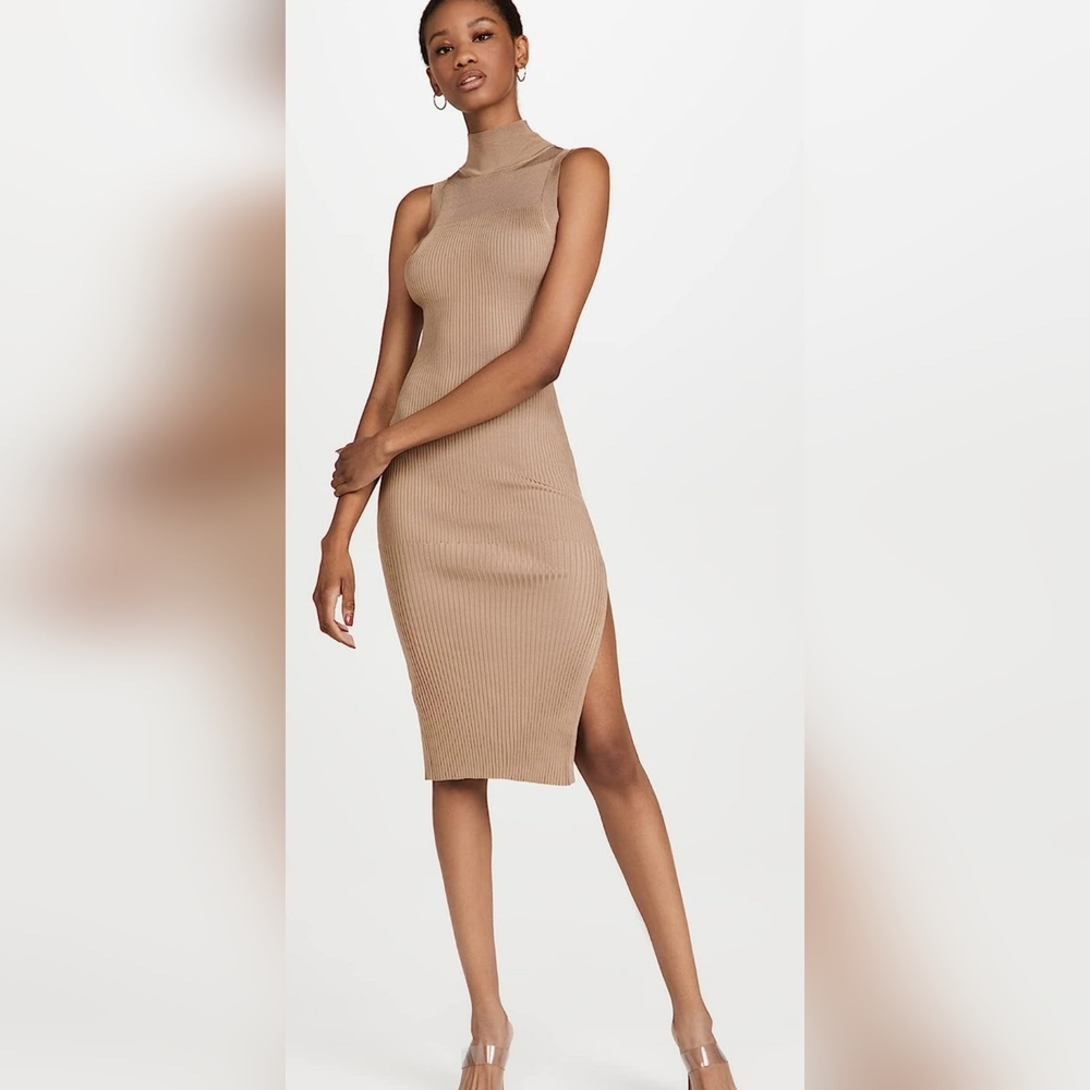 Good American  plaited midi sleeveless Rib dress